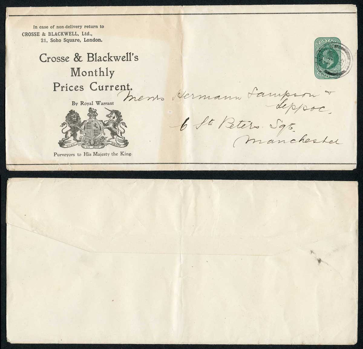 ws8-kevii-1-2d-blue-green-newspaper-wrapper-stamp-lw5-used-crosse-and-blackwell