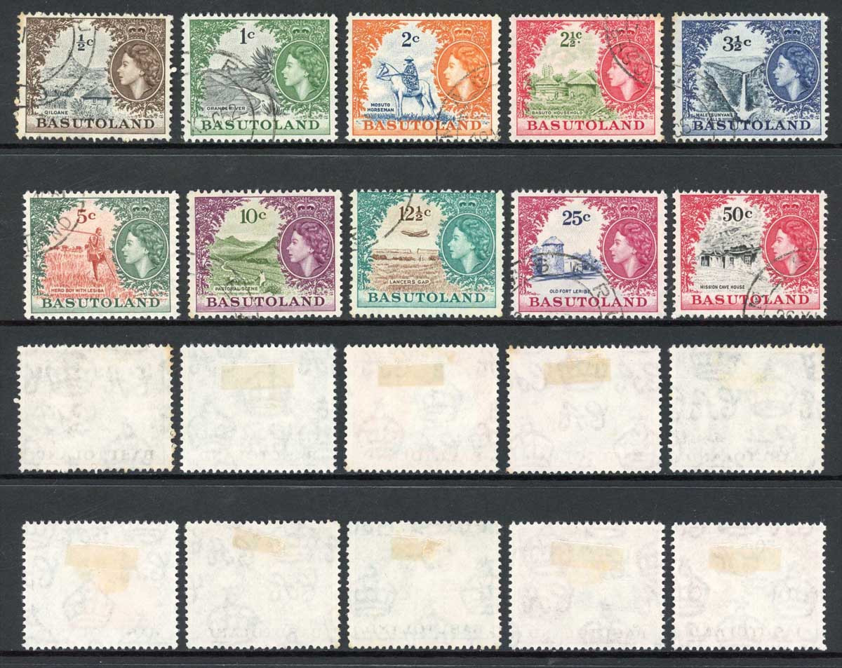 basutoland-sg69-78-qeii-1961-63-part-set-of-10-used-wmk-mult-script-ca