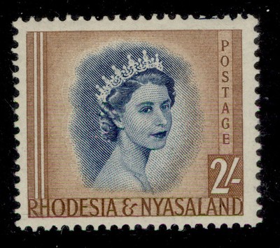 rhodesia-nyasaland-qeii-sg11-2s-deep-blue-yellow-brown-lh-mint