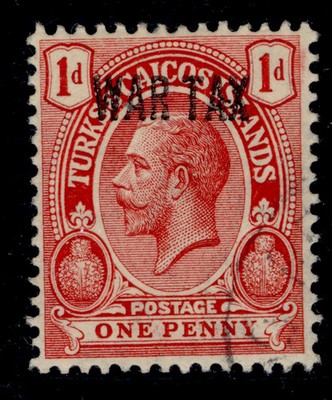 turks-caicos-islands-gv-sg143-1d-red-fine-used