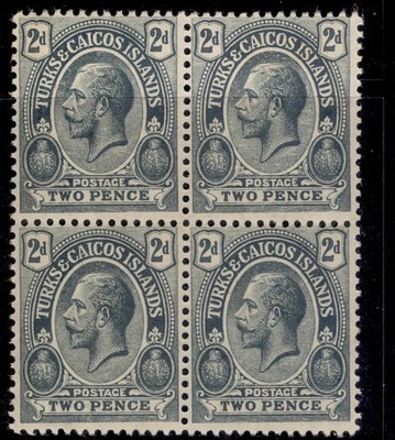 turks-caicos-islands-gv-sg131-2d-greyish-slate-nh-mint-block-x4