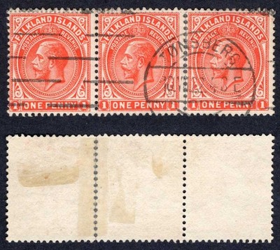 falkland-is-sg61d-1d-re-joined-strip-with-tonsberg-norway-pmk
