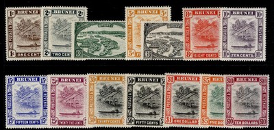 brunei-gvi-sg79-92-1947-51-complete-set-lh-mint-cat-160