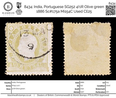8434-india-portuguese-sg252-4r-olive-green-1886-sc-175a-mi154c-used-c25