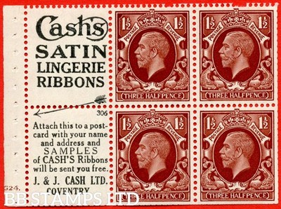 sg-441e-nb27-2-1d-red-brown-a-mounted-mint-cylinder-booklet-pane-o-b69670