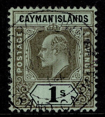 cayman-islands-edvii-sg31-1s-black-green-fine-used-cat-22-cds