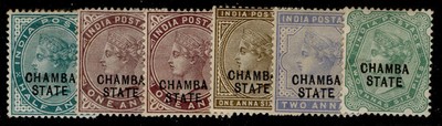 indian-states-chamba-qv-sg1-7-1887-95-low-values-group-m-mint-cat-70