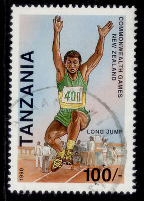 tanzania-qeii-sg820-1990-100s-long-jumping-fine-used
