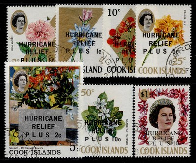 cook-islands-qeii-sg262-268-1967-hurricaine-relief-set-fine-used