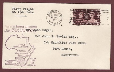gb-1937-ffc-first-flight-cover-at-1d-rate-to-mauritius-franked-1d