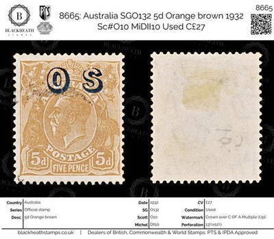 8665-australia-sgo132-5d-orange-brown-1932-sc-o10-midii10-used-c27