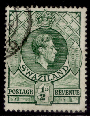 swaziland-gvi-sg28b-d-bronze-green-fine-used-cat-16-perf-13-x-14
