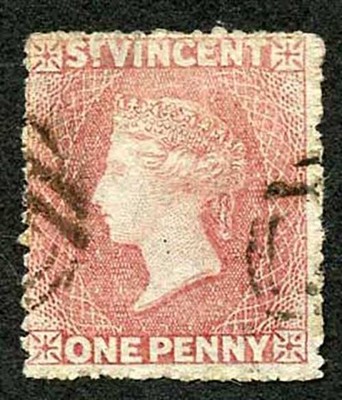 st-vincent-sg1-1861-1d-rose-red-no-wmk-rough-to-intermediate-perf-14-to-16