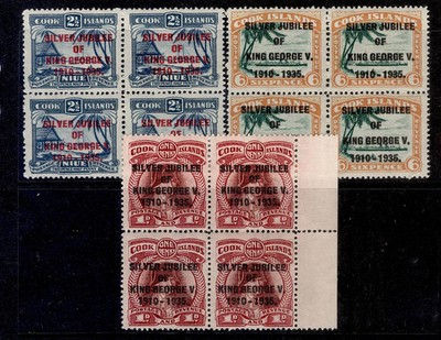 cook-islands-gv-sg113-115-1935-silver-jubilee-set-lh-mint-cat-64-blocks