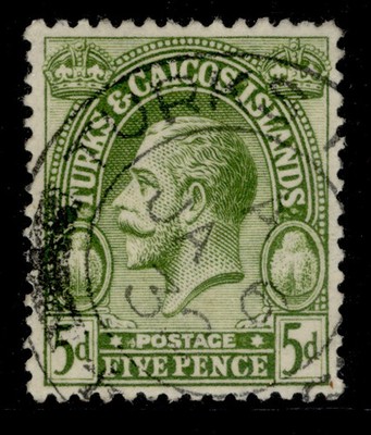 turks-caicos-islands-gv-sg170-5d-sage-green-fine-used-cat-22-cds