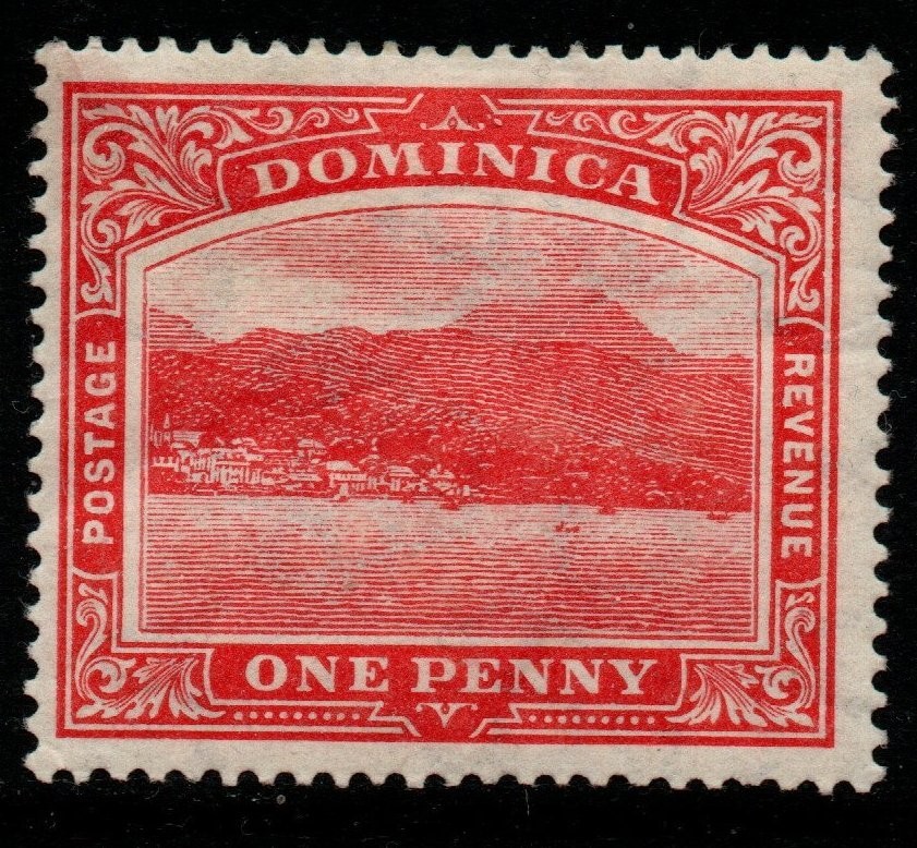 dominica-sg48b-1916-1d-scarlet-mtd-mint