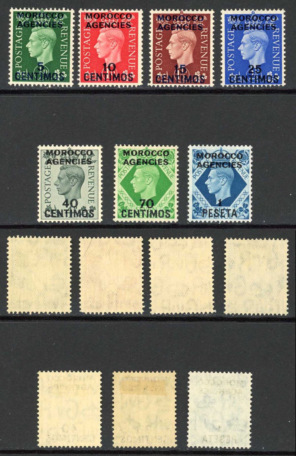 morocco-agencies-sg165-71-1937-52-kgvi-set-of-7-with-opt-m-m