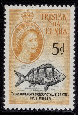 tristan-da-cunha-qeii-sg35-5d-black-orange-yellow-nh-mint