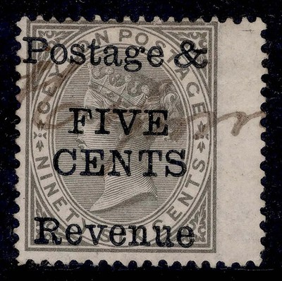 ceylon-qv-sg159-5c-on-96c-drab-used-fiscally-cancelled