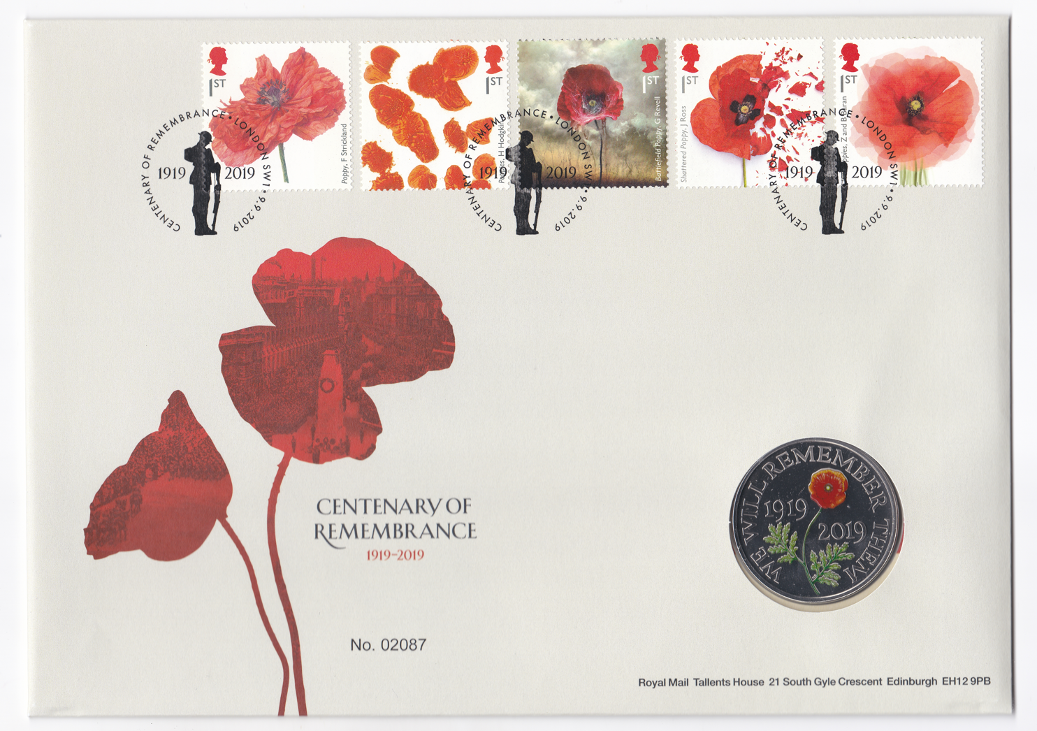 2019-5-gb-centenary-of-remembrance-coin-cover-no-2087-mint