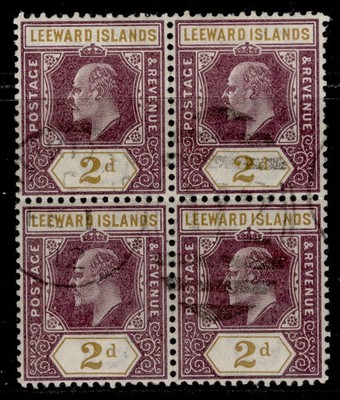 leeward-islands-edvii-sg22-2d-dull-purple-ochre-fine-used-cat-18-block