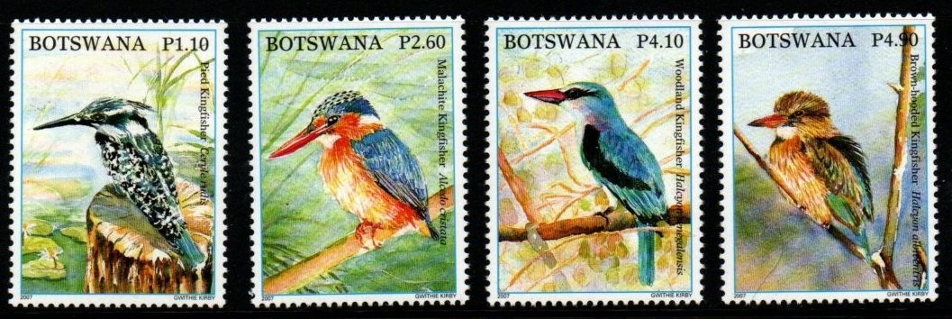 botswana-sg1066-9-2007-kingfishers-mnh