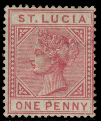 st-lucia-qv-sg32-1d-carmine-rose-m-mint-cat-55-die-i