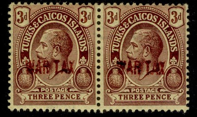 turks-caicos-islands-gv-sg145-3d-purple-yellow-nh-mint-cat-52-pair