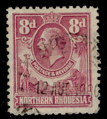 northern-rhodesia-gv-sg8-8d-rose-purple-used-cat-55-cds