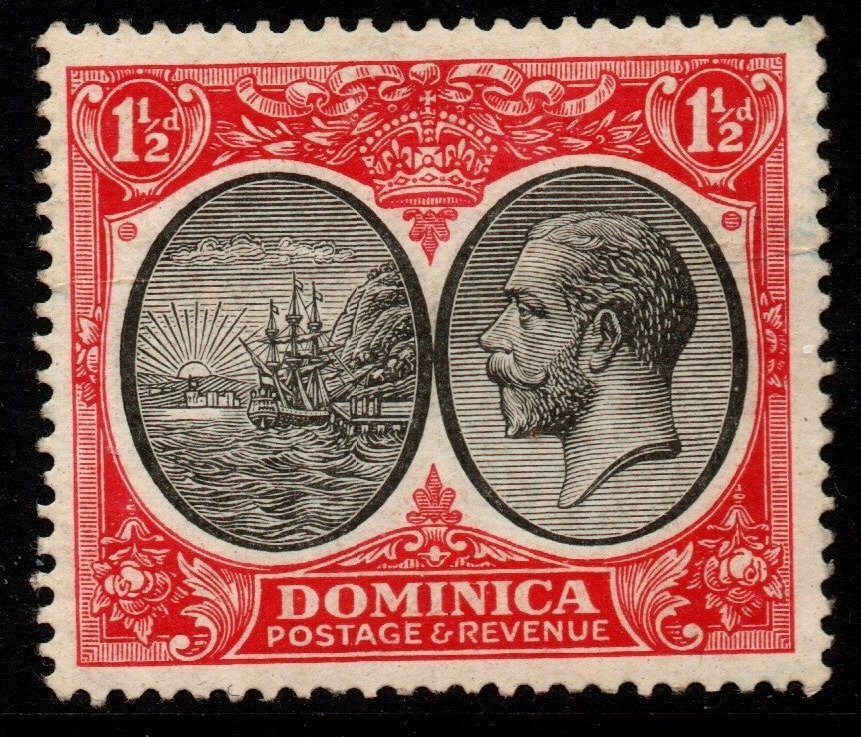 dominica-sg74-1923-1d-black-scarlet-mtd-mint