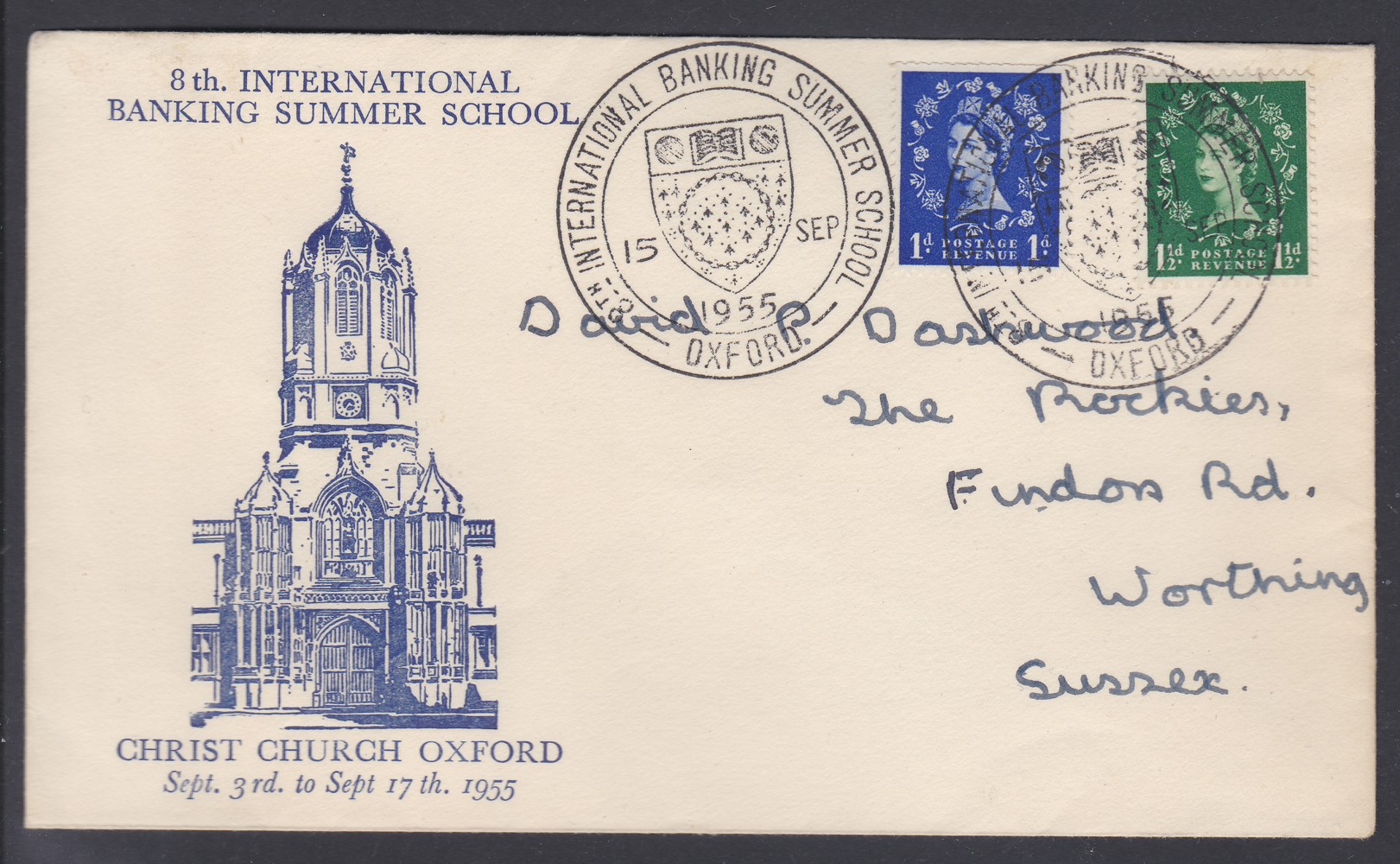 1955-wilding-tudor-cover-international-banking-summer-school-commemorative-used