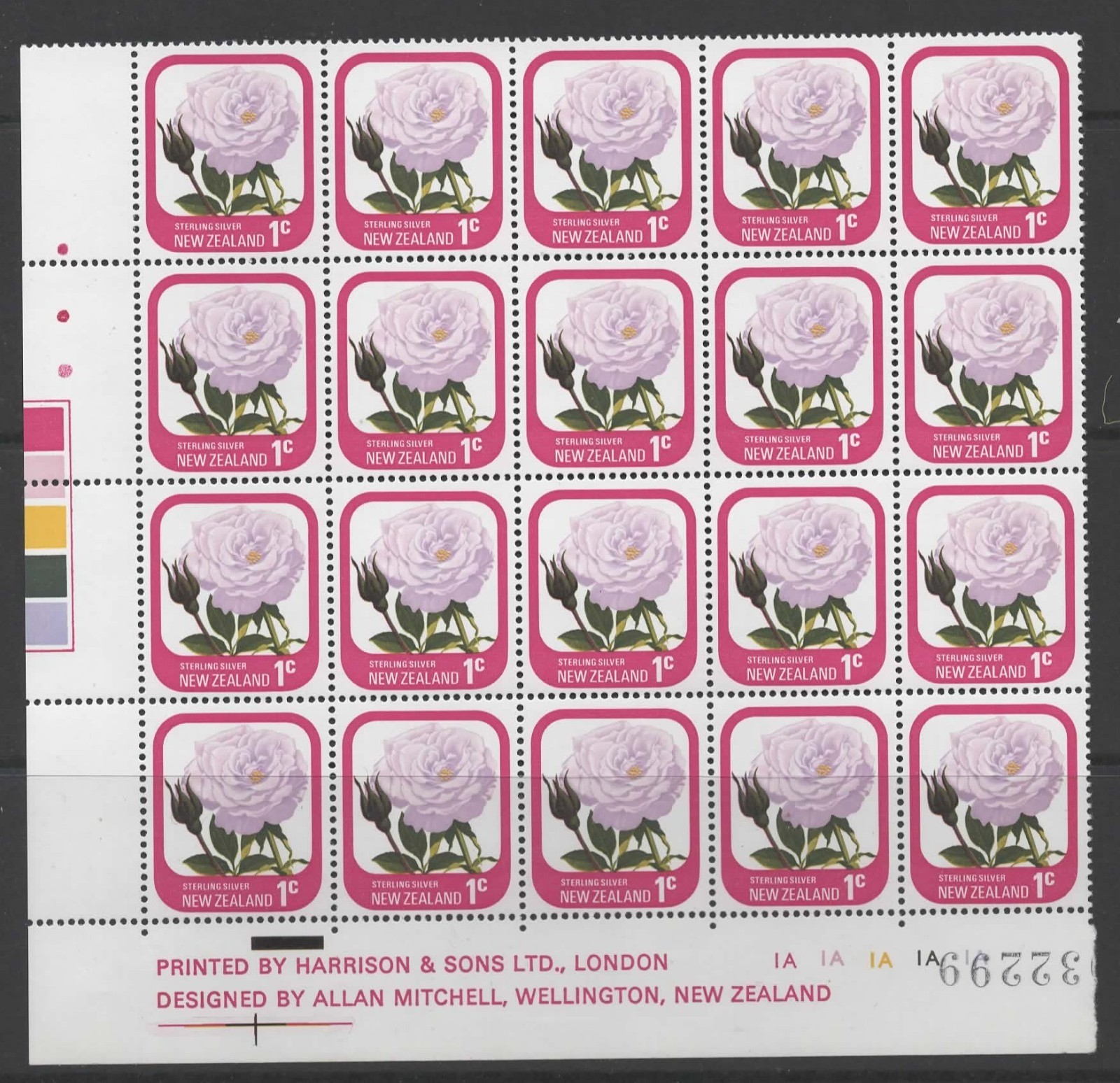 new-zealand-sg1086-1975-1c-roses-imprint-block-of-20-mnh