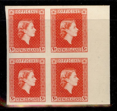 new-zealand-qeii-sg-o163-1954-63-3d-vermilion-imperf-plate-proofs-marginal-block
