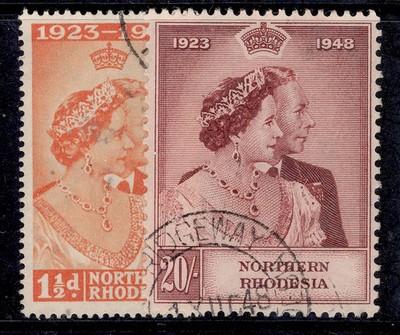 northern-rhodesia-gvi-sg48-49-1948-royal-silver-wedding-set-fine-used-cat-110
