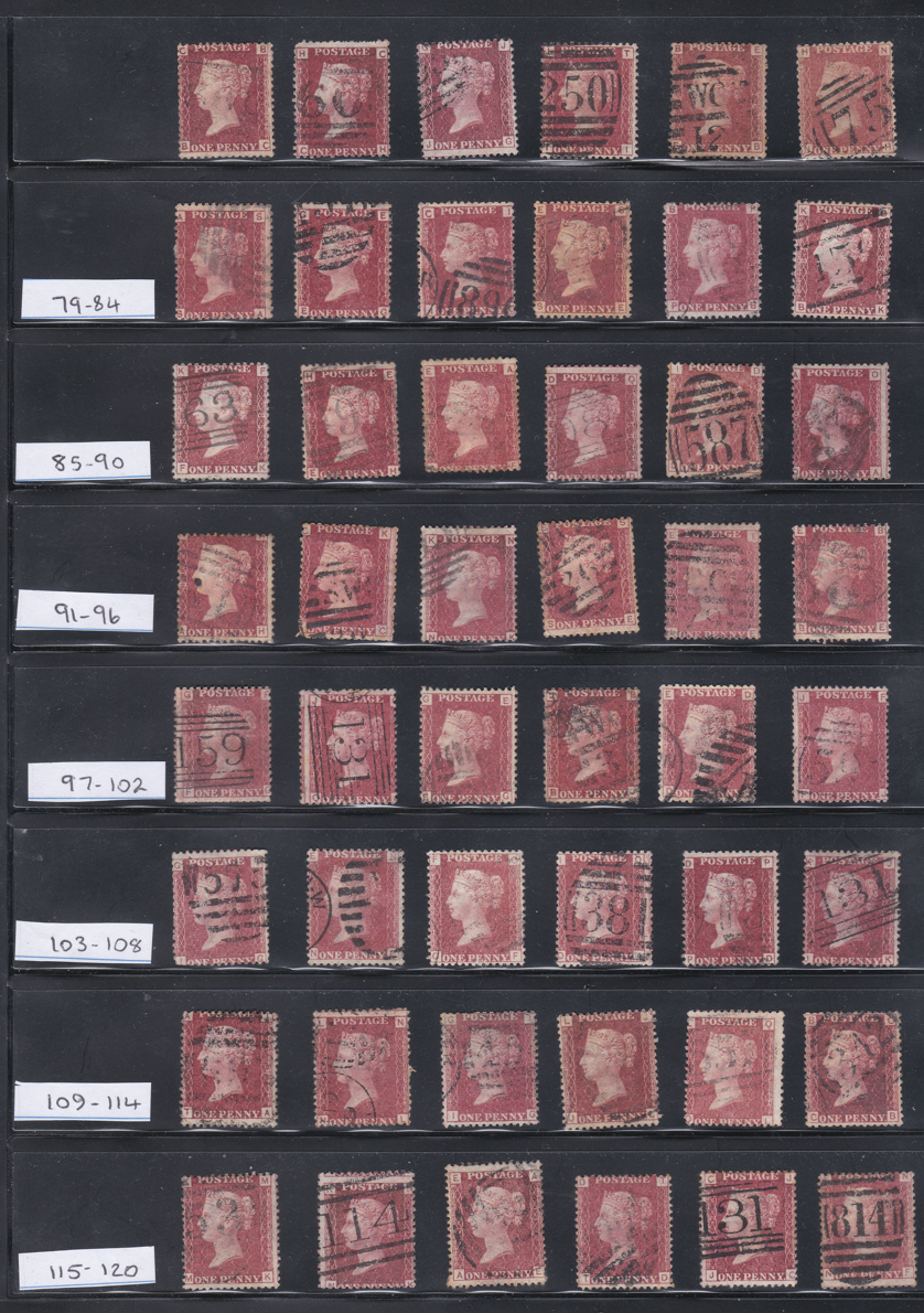 queen-victoria-line-engraved-full-set-of-used-1d-red-stamps-plate-71-224