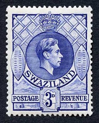 swaziland-sg32b-kgvi-3d-ultramarine-wmk-mult-script-ca-perf-13-5x14-m-m