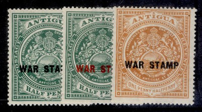 antigua-gv-sg52-54-1916-18-war-tax-set-m-mint-cat-11-war-tax-group