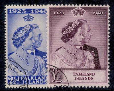 falkland-islands-gvi-sg166-167-1949-royal-silver-wedding-set-fine-used-cat-66