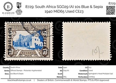 8729-south-africa-sgo29-a-10s-blue-sepia-1940-mid65-used-c23
