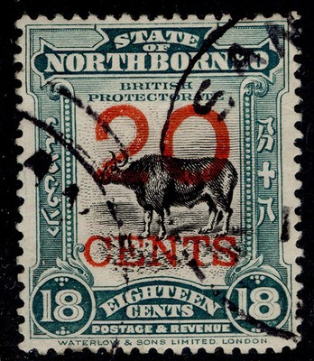 north-borneo-edvii-sg177-20c-on-18c-blue-green-fine-used