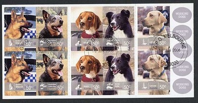 australia-sg3005b-2008-working-dogs-mixed-self-adhesive-booklet-pane-fine-used