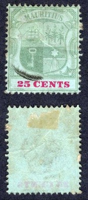 mauritius-sg151-25c-green-and-carmine-green-ord-used-cat-60-pounds