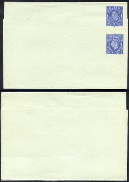 kgvi-1d-blue-stamp-l24-tete-beche-pair-on-green-paper