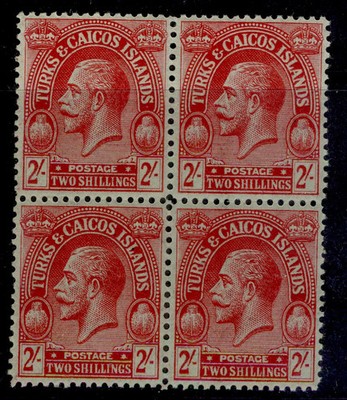 turks-caicos-gv-sg174-2s-red-emerald-nh-mint-cat-112-wmk-mult-crown-block