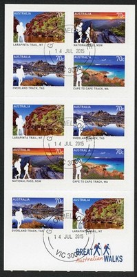 australia-sg4401b-great-australian-walks-booklet-sb509-pane-fine-used