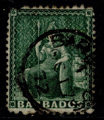barbados-qv-sg56-d-green-fine-used-cat-65-cds-pmk