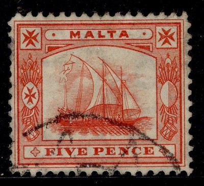 malta-edvii-sg59-5d-vermilion-fine-used