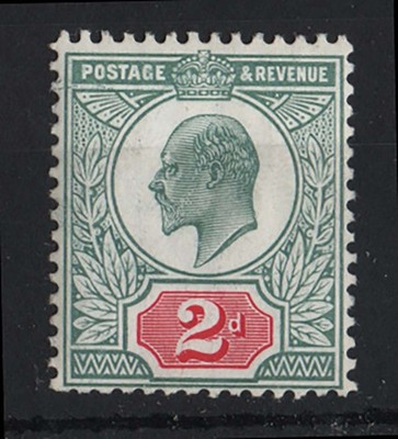 gb-1902-2d-blue-green-carmine-chalky-vf-mint-sg229-v-fresh-c90