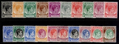 malaysia-penang-gvi-sg3-22-1949-52-complete-set-m-mint-cat-140