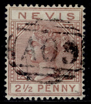 st-kitts-nevis-nevis-qv-sg28-2d-red-brown-fine-used-cat-60